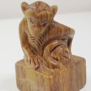 Hand-Carved Stone Monkey Totem Artisan Detail & Earthy Charm 2"